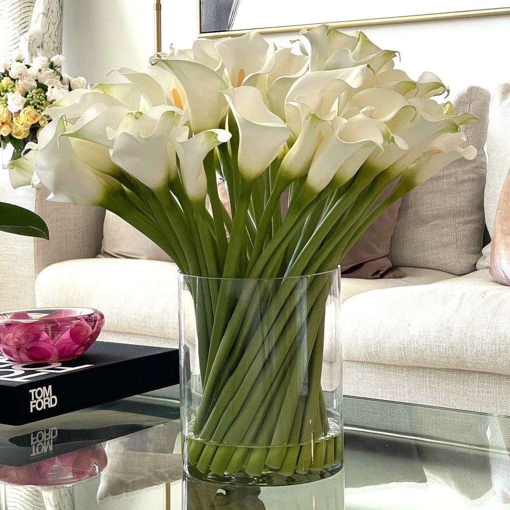 Cala Lilies in a 25 cm Glass Cylinder