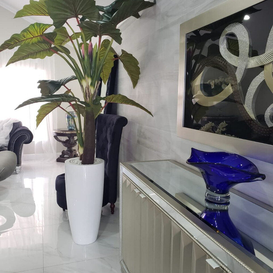 Grand Alocasia Luxe in Gloss Ceramic Planter