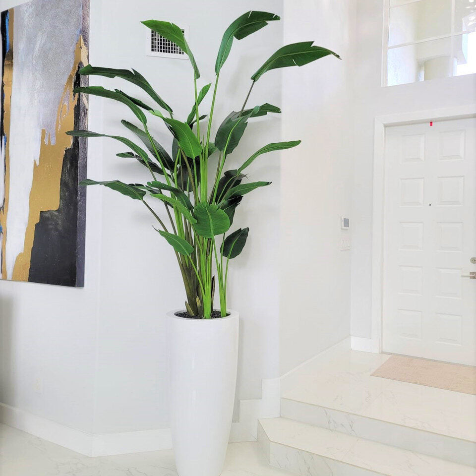 Luxury Artificial Bird of Paradise – Tall White Planter Edition