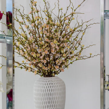 Premium Spring Bloom Arrangement in Textured Ceramic Vase
