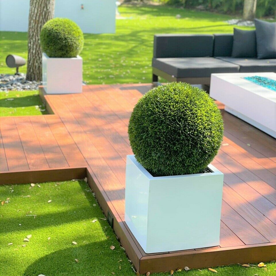 Topiary in Large Block Fibreglass Planter