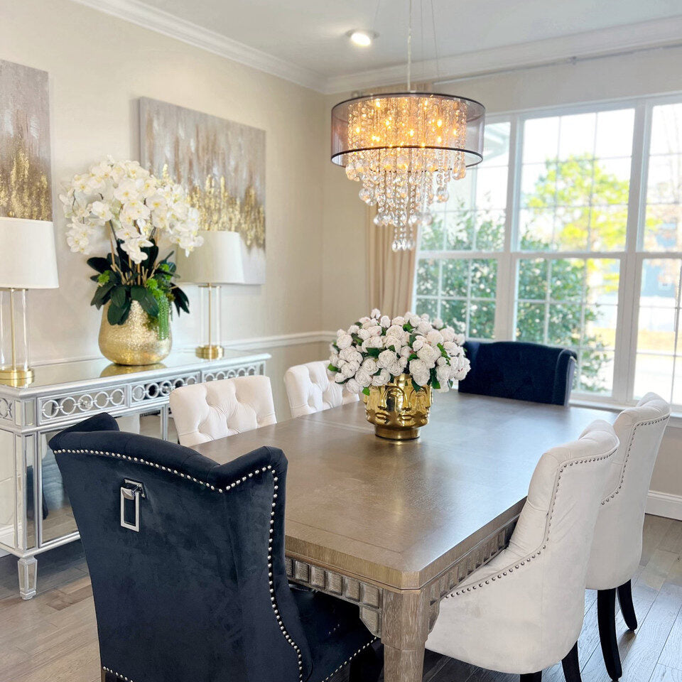 White Rose Luxury Bloom Bowl in Gold Face Sculpture Vase