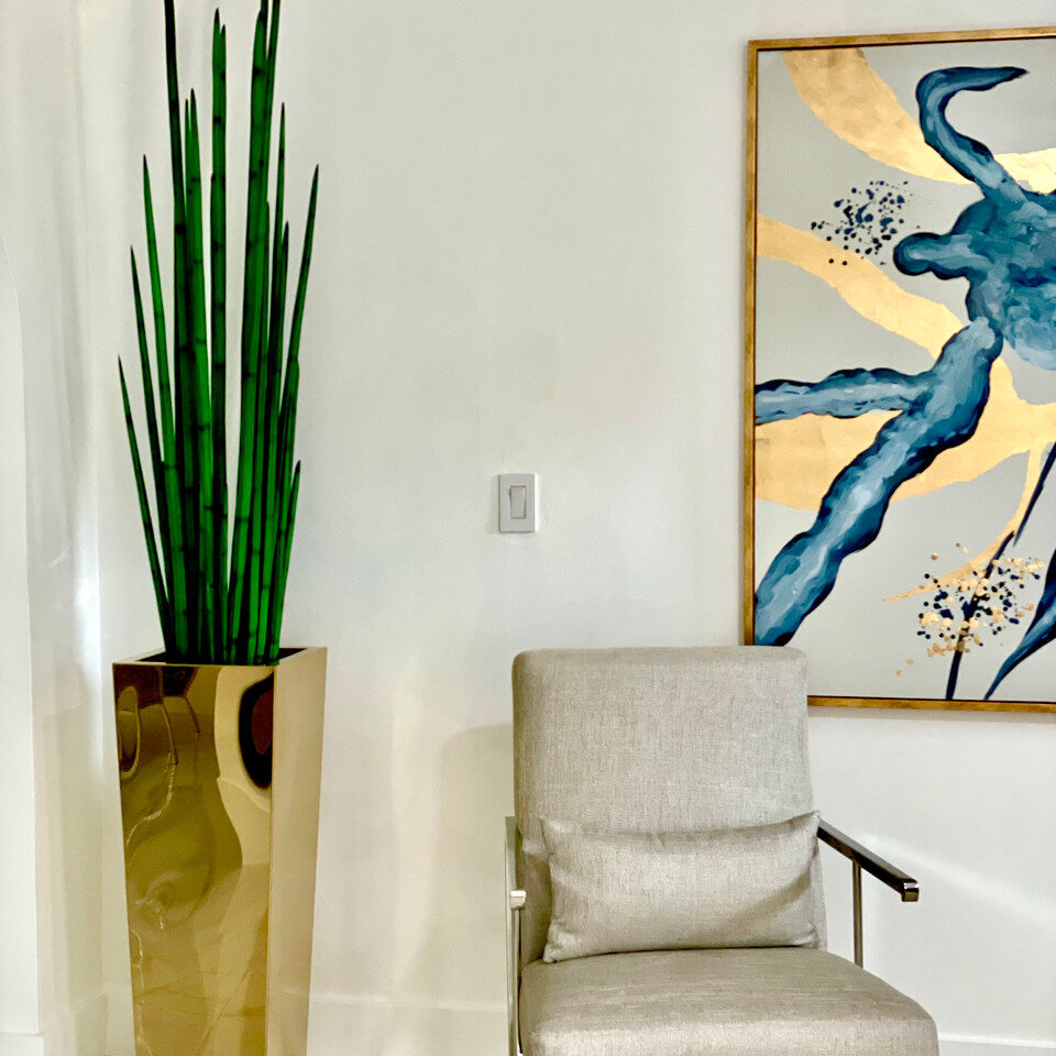 Tall Sansevieria Arrangement in Gold Mirror Planter