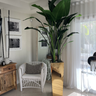 Tall Bird of Paradise in Gold Mirror-Finish Planter