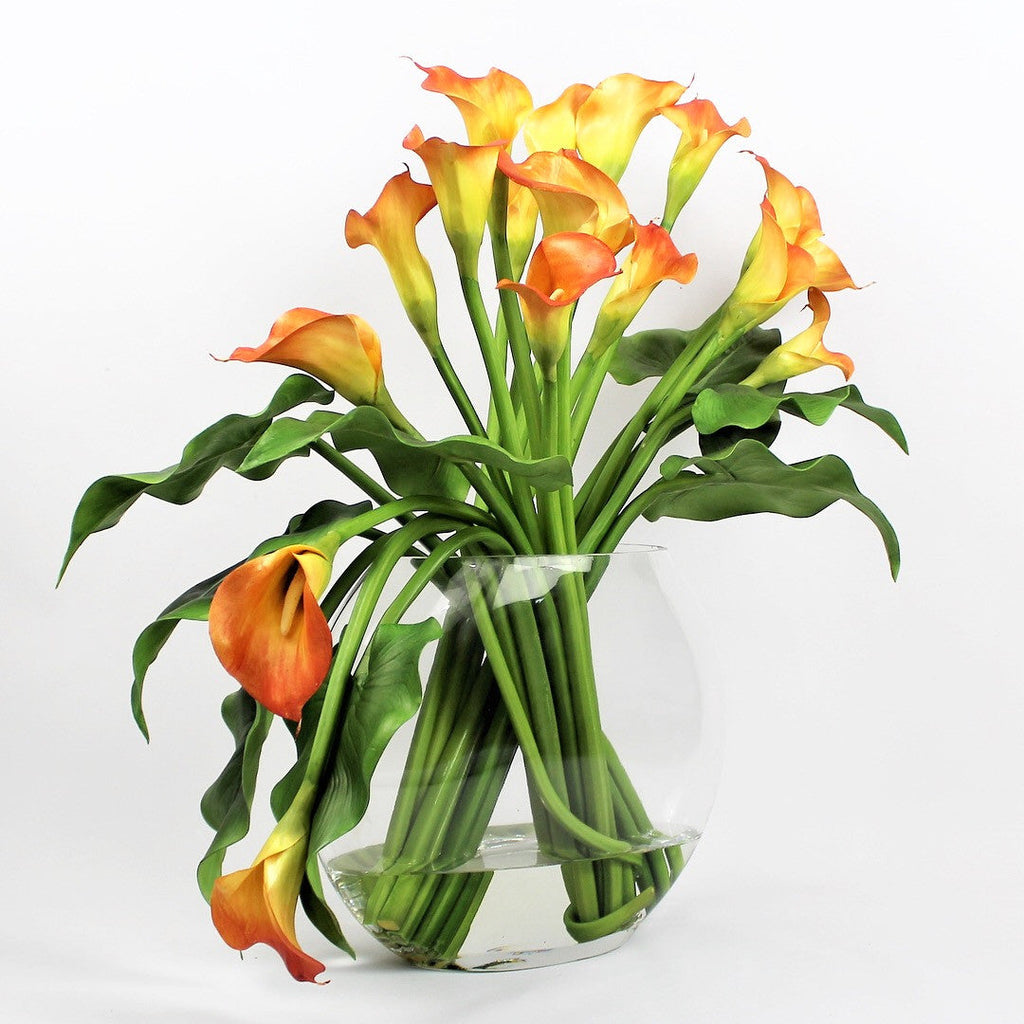 Mango Calla Lilies in the Moon Vase
