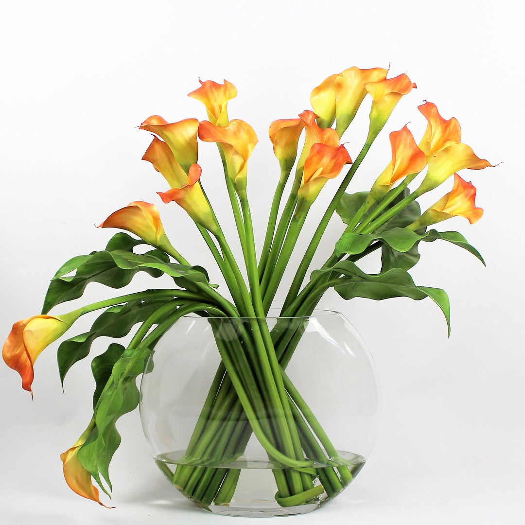 Mango Calla Lilies in the Moon Vase