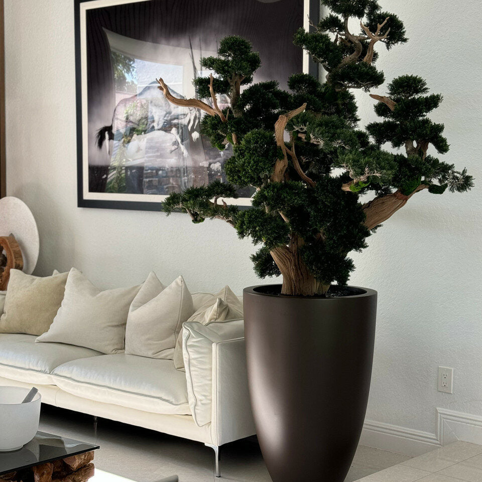 Luxury Artificial Bonsai Forest Tree – Deep Bronze Tall Vase Edition