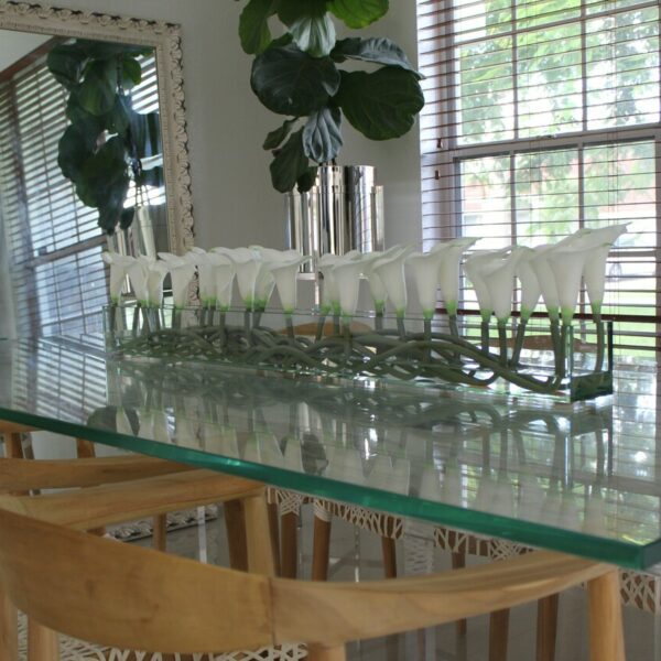 White Callas Glass Plate Planter