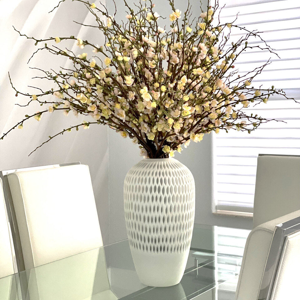 Premium Spring Bloom Arrangement in Textured Ceramic Vase