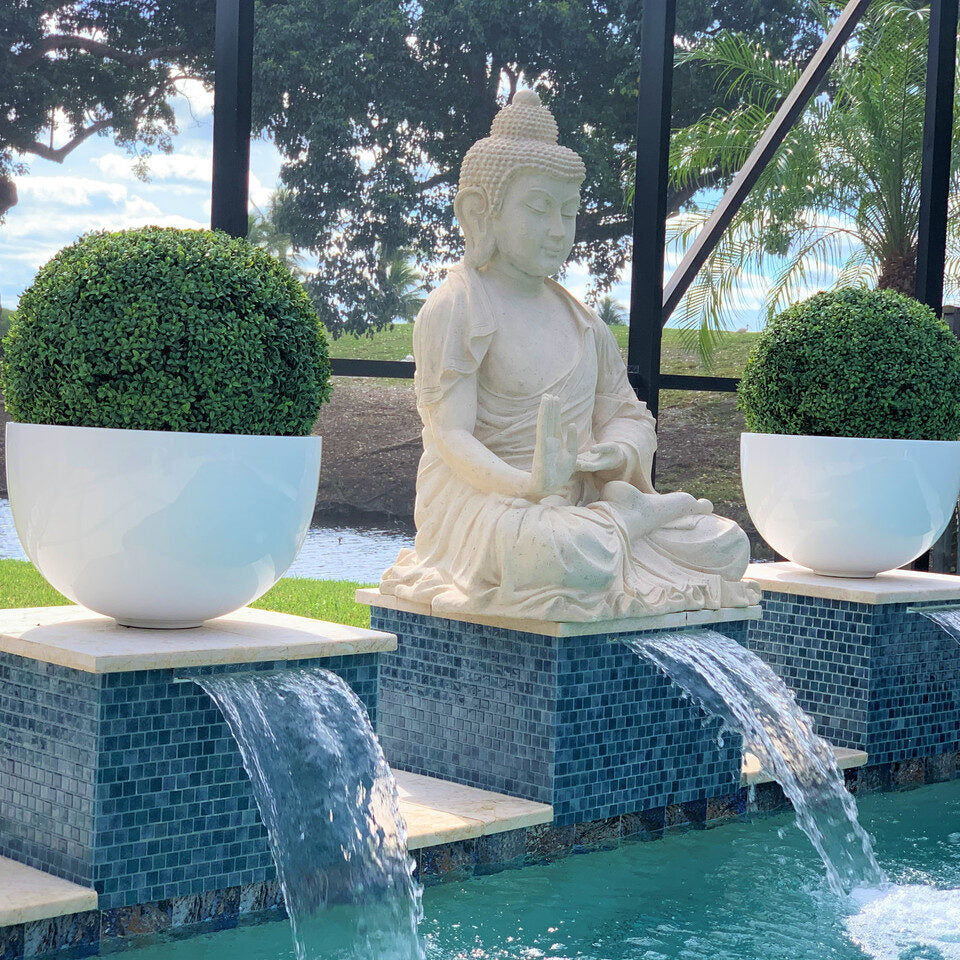 Half Topiary Ball in Large Fibreglass Bowl Planter