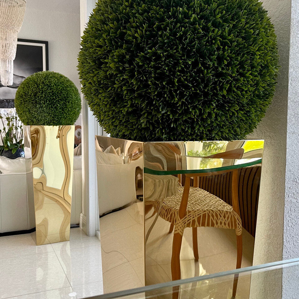 Topiaries  Gold Cube Planters