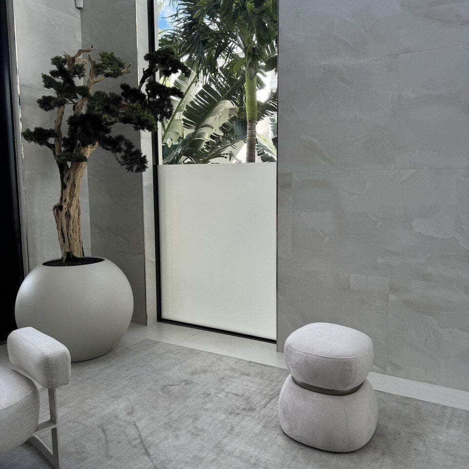 Luxury Artificial Curved Bonsai Tree – Matte Round Ivory Vase Edition