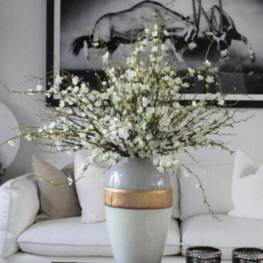 Luxury Golden-Banded White Blossom Floral Arrangement