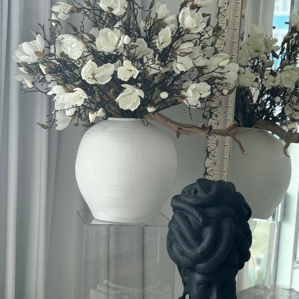 White Magnolia Grand Arrangement in Textured Ceramic Vase