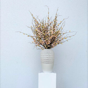 Premium Spring Bloom Arrangement in Textured Ceramic Vase